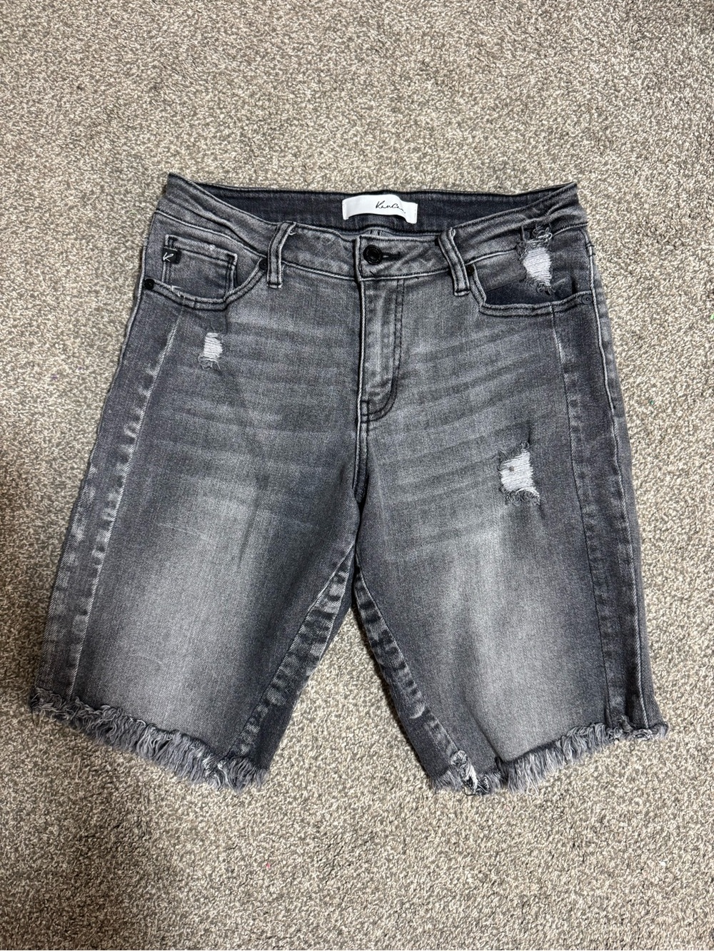 KanCan Gray Distressed Bermuda Boyfriend Jeans